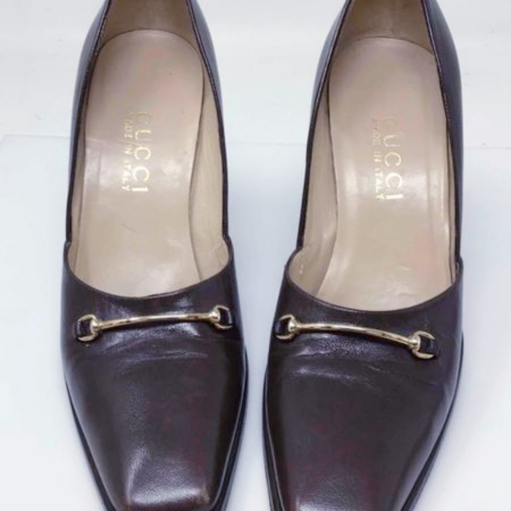 Gucci Pump Brown Leather 4" Heel Size 6.5